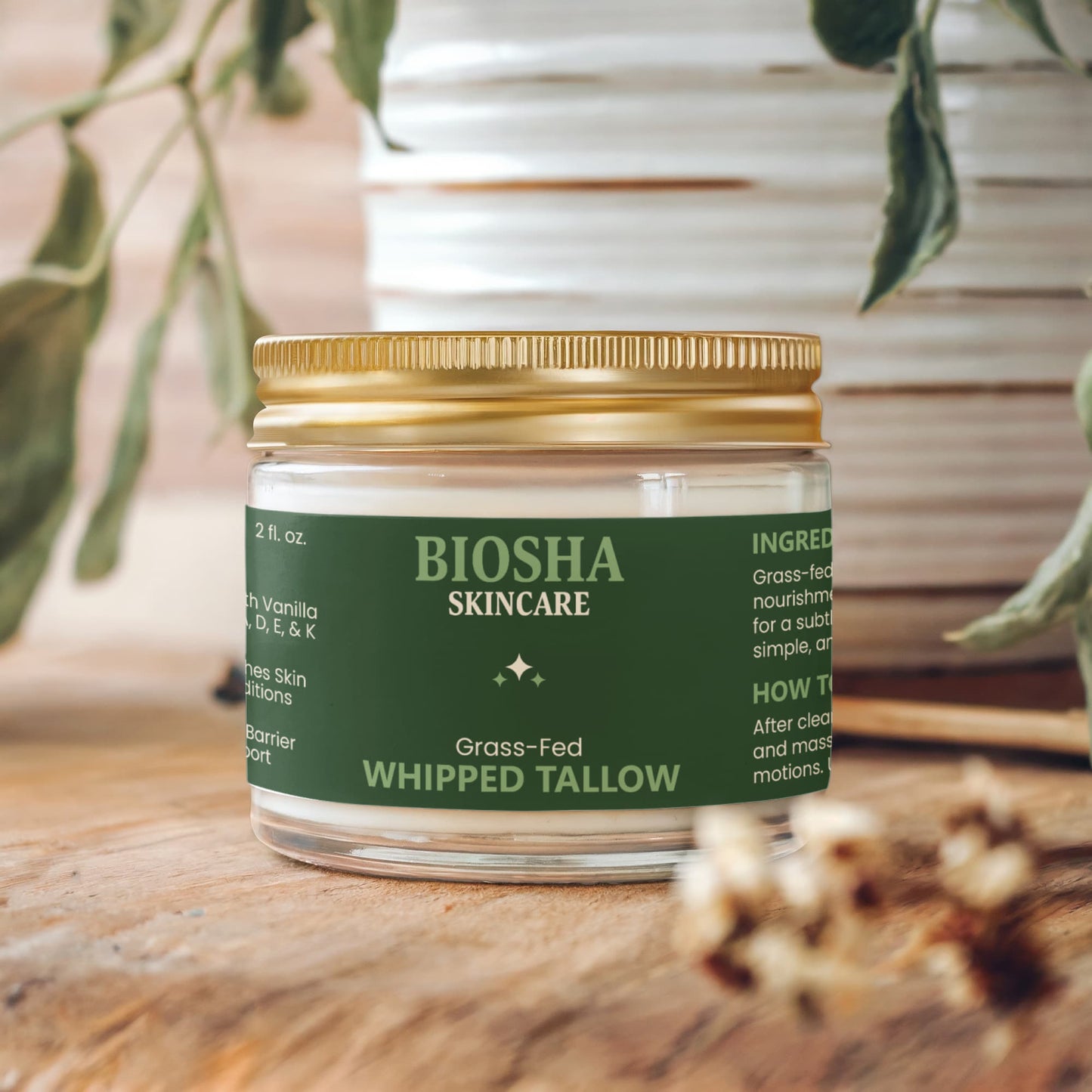 Whipped Grass-Fed Tallow Balm with Vanilla Bean