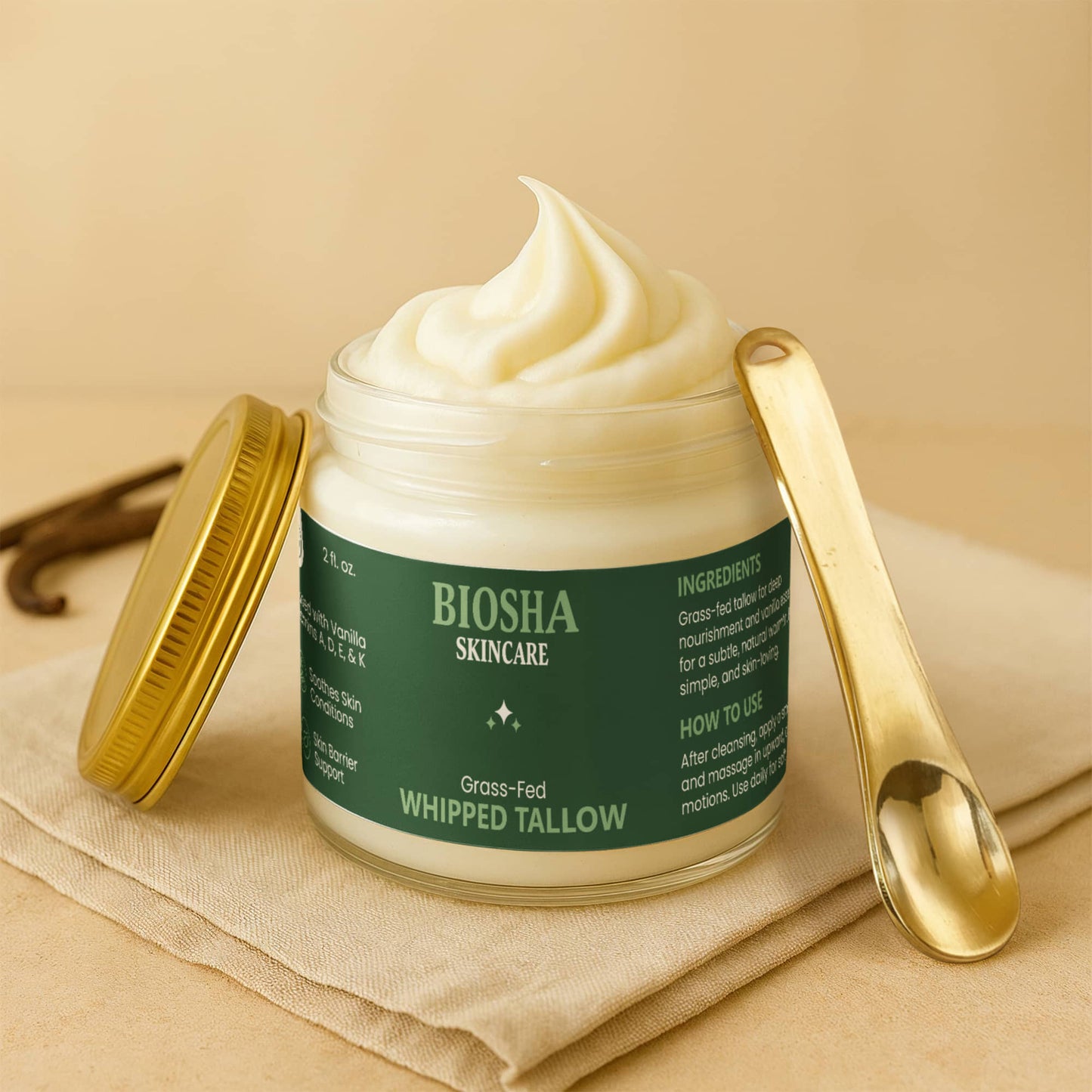 Whipped Grass-Fed Tallow Balm with Vanilla Bean